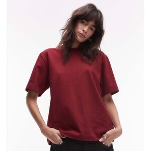 TOPSHOP PREMIUM BASIC SHORT SLEEVE T-SHIRT (BURGUNDY)